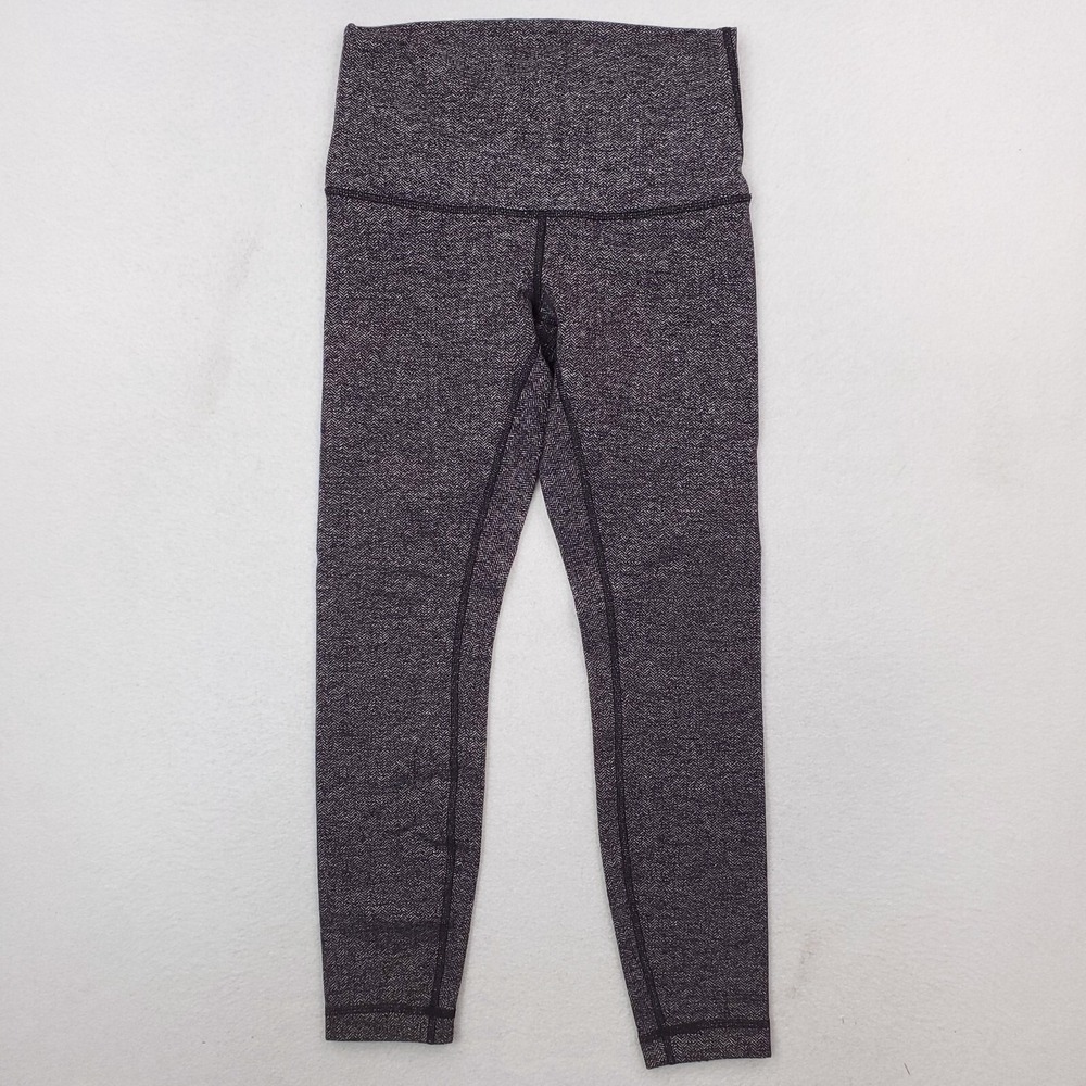 Lululemon Wunder Under Pant Womens 6 Gray Herringbone Legging Hi Rise Athleisure